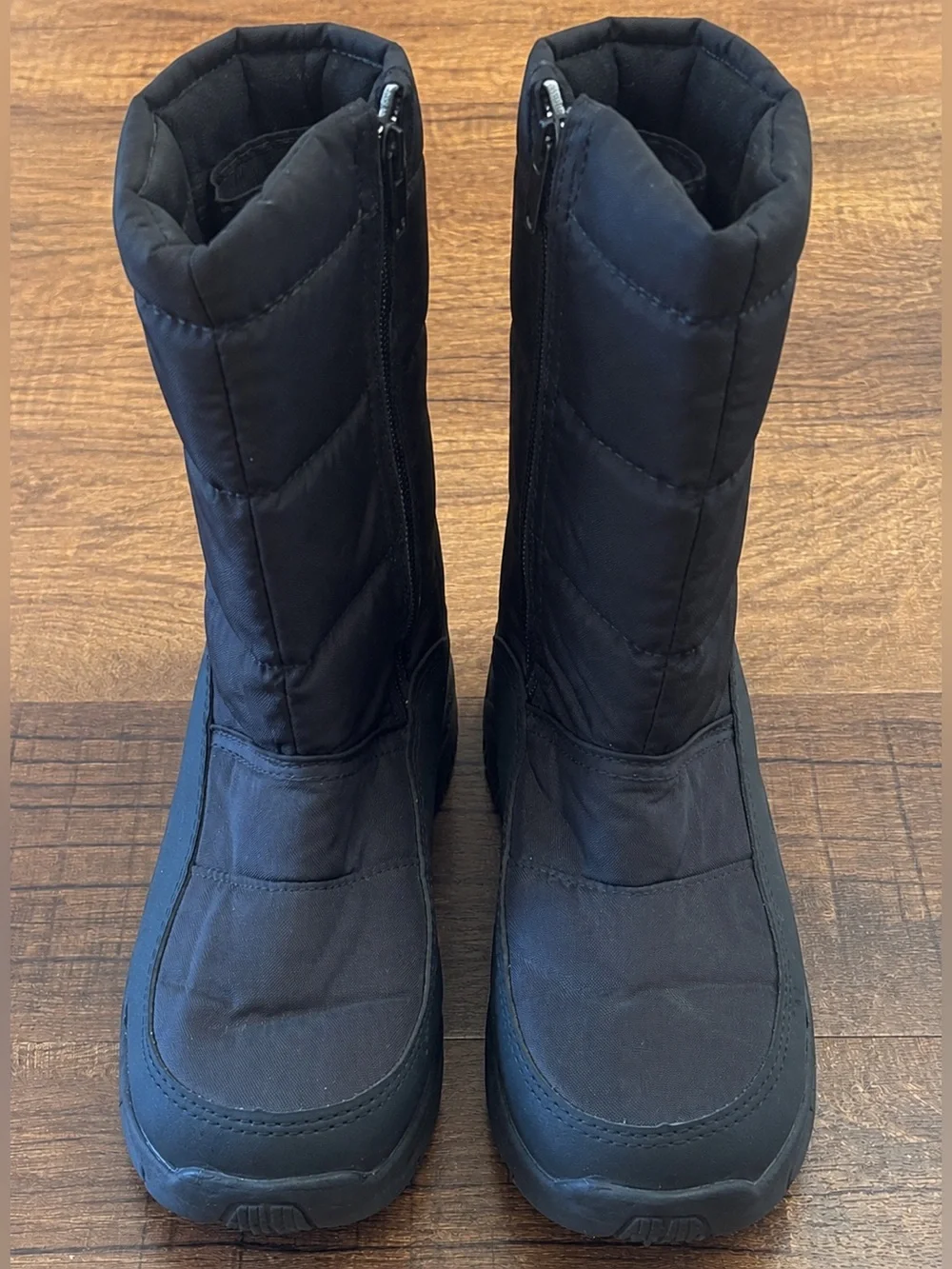 Polaredge boy youth big kids Black Zip winter snow boots  quilted Sz 6 black